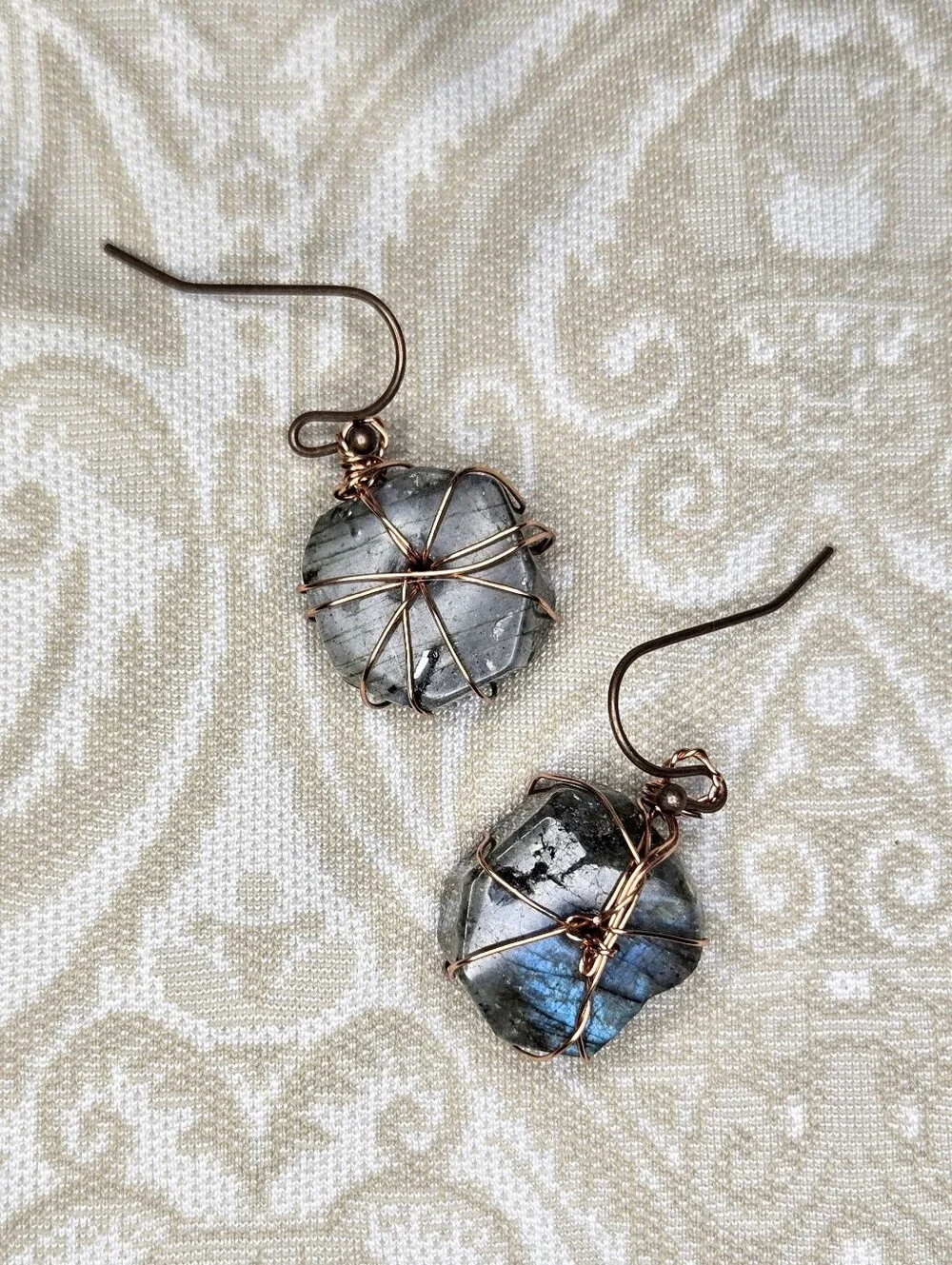 Handmade Natural Wheel Labradorite & Pendant Wire Wrapped Artisan Made Necklace